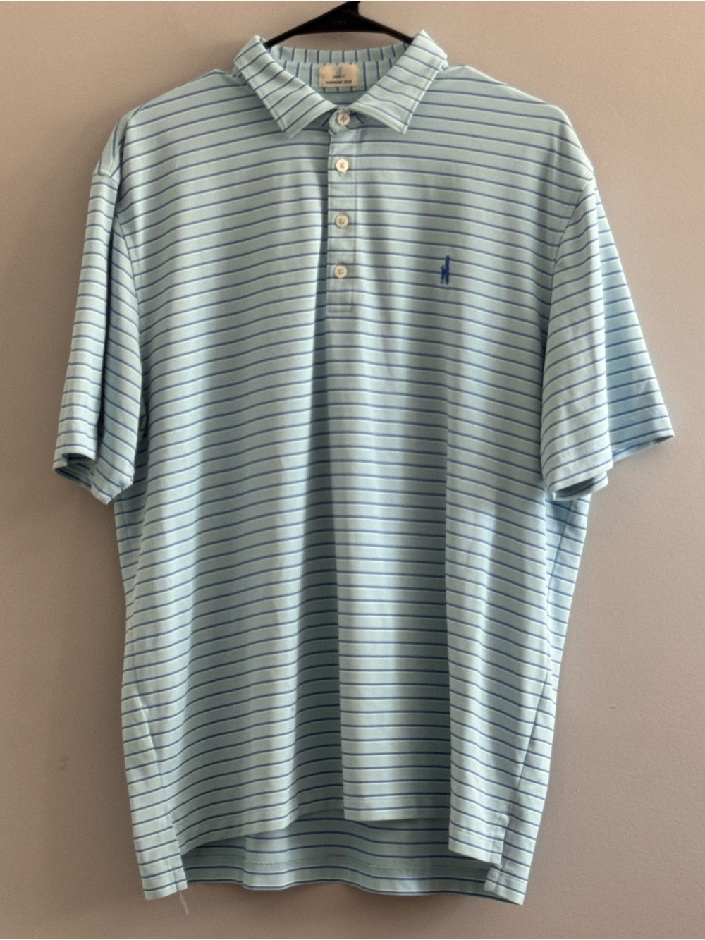 johnnie-O Hangin’ Out Men’s Large Blue Striped Polo Shirt Golf Preppy